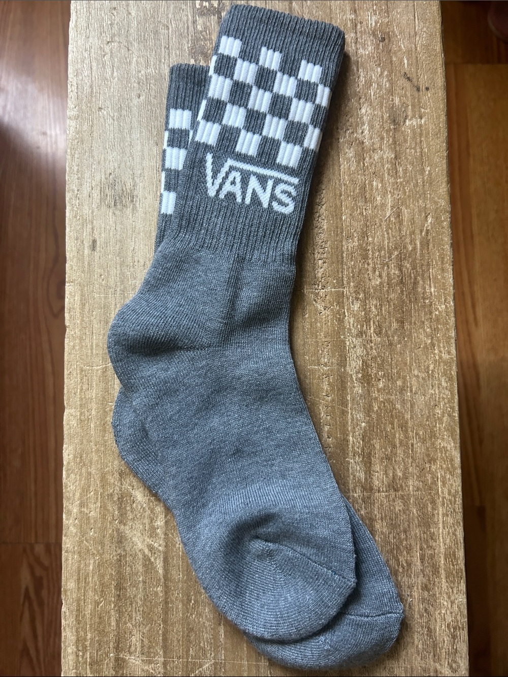 Vans Mens Gray Checker Crew Socks - Classic Logo